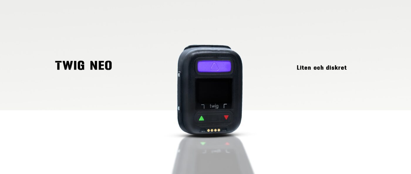 Twig Neo – diskret och kompakt personlarm med GPS och fallarm, anpassat för ensamarbete och högriskmiljöer.