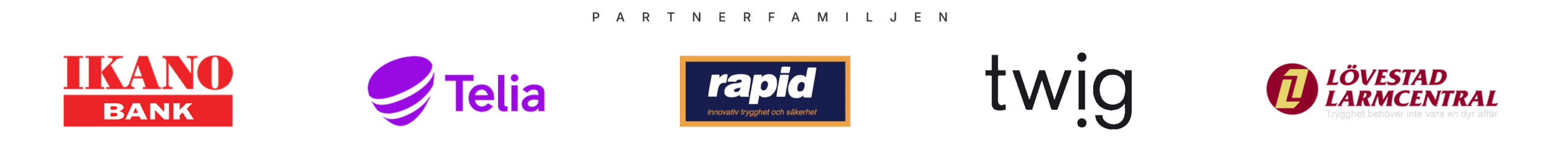 Partnerfamiljen: Ikano Bank, Telia, Rapid, TWIG, Lövestad Larmcentral
